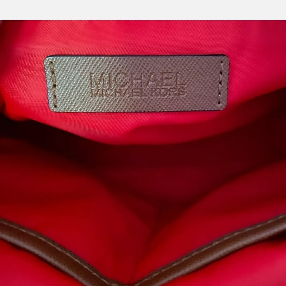 🥳HP🥳Michael Kors Pink Nylon With Brown Leather Handles and Trim NWOT Tote Bag - Picture 7 of 12